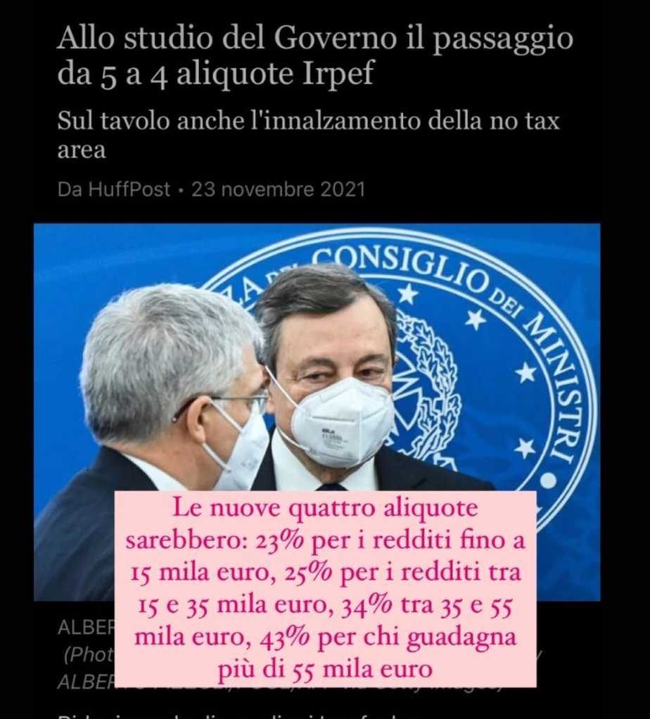 manovra 2022 nuove aliquote irpef 2022