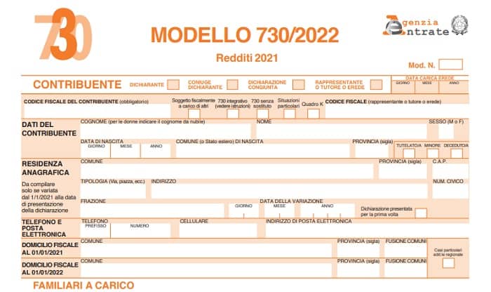 dichiarazione dei redditi 2022